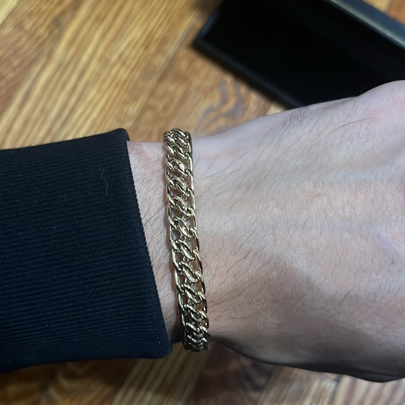 14k unisex yellow gold fancy link bracelet - Picture 4 of 6
